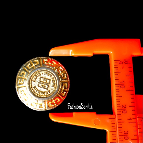 Givenchy Gold Vintage Round Logo Earrings - Picture 3 of 5